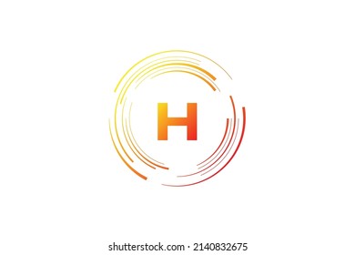 vector illustration of initials logo letter H with circle lines frame