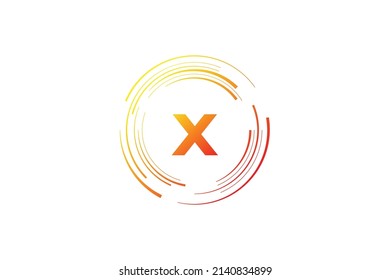 ilustración vectorial de las iniciales letra del logotipo X con marco de líneas redondeadas