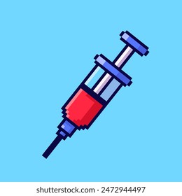 Ilustración vectorial de Inyección médica con Pixel Art Design, perfecto para activos de juego diseños temáticos