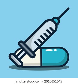 ilustración vectorial de la inyección y la medicina