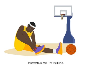 A vector illustration of Injured Basketball Player Sprained Ankle 