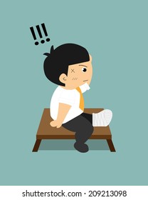 Vector illustration of an injured  businessman