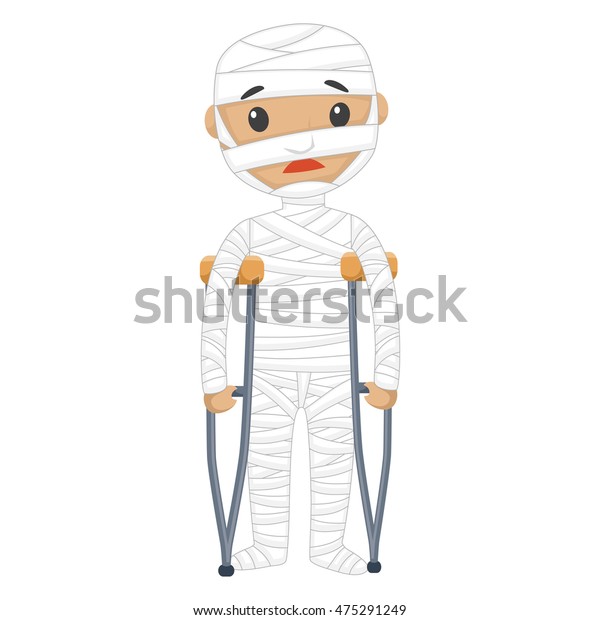 Vector Illustration Injured Patient Bandages Stock Vector (Royalty Free ...