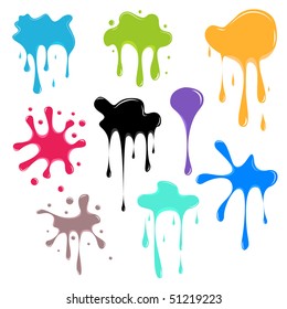 Vector illustration of ink blot. Glossy splash, droplet.