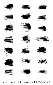 Vektorgrafik. Pinselstriche, Pinsel, Linien. Schmutzige künstlerische Designelemente. Schwierige Überlagerungsstruktur. Abstrakter strukturierter Effekt. Schwarz auf weißem Hintergrund. Freehand Zeichnung. EPS10.