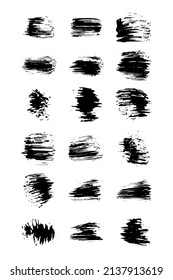 Vector illustration. Ink brush strokes, brushes, lines. Dirty artistic design elements Grunge background. Difficult overlay texture. Black on a white background. Freehand drawing. EPS10.