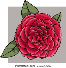 Vector illustration with ink colored rose 