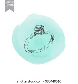 Vector illustration of ink hand drawn wedding ring 