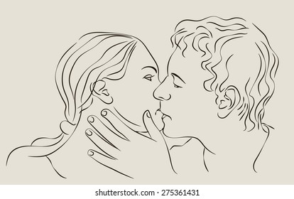 vector illustration ink kiss