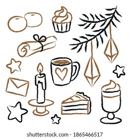 vector illustration ink line craft food and drink icons