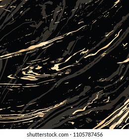 Vector illustration of ink marbling texture. Trendy gold background for design, party, invitation, web, banner, birthday, wedding, business card. Hand drawn suminagashi art.