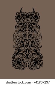 Vector Illustration - ink sleeve design. Ornament for arm tattoo sketch. Art decor style ornament