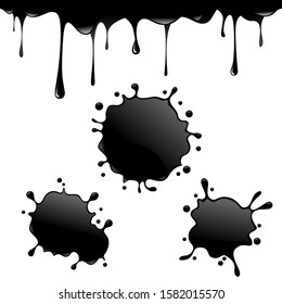 vector illustration of ink spot and dripping splash set