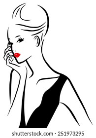 A vector illustration of a ink style line art glamourous lady.