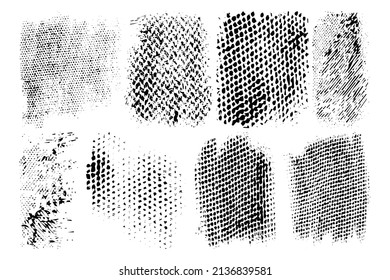 Vector illustration. Ink textile texture stamp. Dirty artistic design elements Grunge background. Difficult overlay texture. Abstract textured effect. Black on white. Freehand drawing. EPS10.
