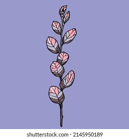 Vector illustration with ink violet plant