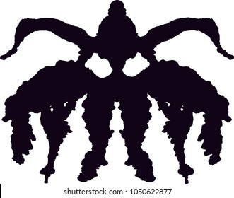 A vector illustration of an inkblot in the vague shape of a monster with tentacles, or Cthulhu. A Rörschach test. Psychology, nightmares, phobias, halloween, monsters, lovecraft, literature,...
