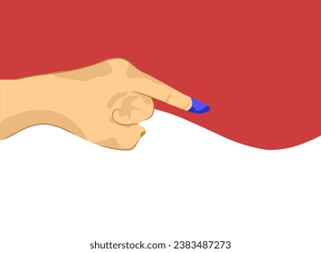 Vektorgrafik mit rotem Finger auf rotem und weißem Hintergrund.Voting