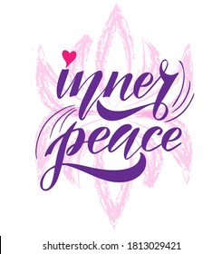 Vector illustration of Inner Peace text for logotype, t-shirt, banner, magazine, poster, decoration, postcard. Inner Peace calligraphy background. Inner Peace lettering. EPS 10.