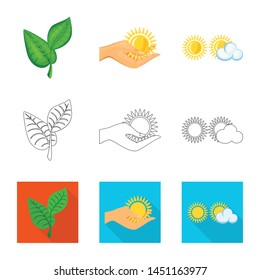 Vector illustration of innovation and technology sign. Collection of innovation and nature stock vector illustration.