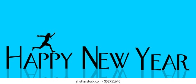 Vector illustration inscription happy new year on a blue background.