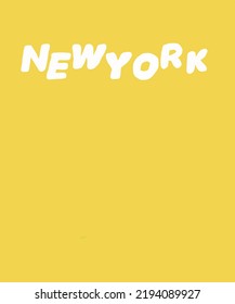 Vector illustration of inscription of New York city , USA. NY cityscape for poster and postcards on yellow background. America