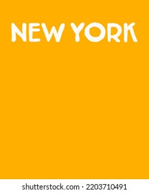 Vector illustration of inscription of New York city , USA. NY cityscape for poster and postcards on yellow background. America