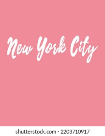 Vector illustration of inscription of New York city , USA. NY cityscape for poster and postcards on pink background. America