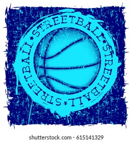 Vector illustration inscription streetball with basketball ball for t-shirt design