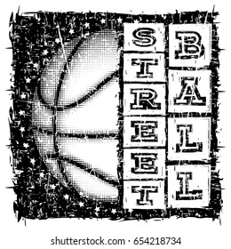 Vector illustration inscription streetball with basketball ball for t-shirt design