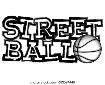 Vector illustration inscription streetball with basketball ball for t-shirt design