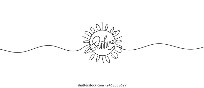 Vektorillustration. Die Inschrift Sunshine . Idea für Website Design, T-Shirts, Postkarten.