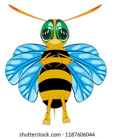 Vector illustration insect bee cartoon on white background
