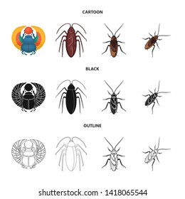 Vector illustration of insect and beetle icon. Set of insect and halloween vector icon for stock.
