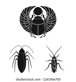 Vector illustration of insect and beetle logo. Set of insect and halloween stock vector illustration.