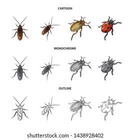 Vector illustration of insect and beetle logo. Set of insect and halloween vector icon for stock.