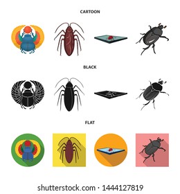 Vector illustration of insect and beetle symbol. Set of insect and halloween stock symbol for web.