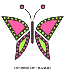 Vector illustration of insect, colorful icon of butterfly, isolated on the white background