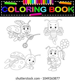 vector illustration of insect coloring book