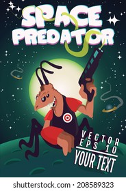 Vector illustration of an insect creature on a space background