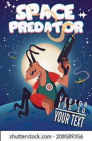 Vector illustration of an insect creature on a space background