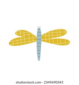 Ilustración vectorial libélula de insectos en estilo de caricatura para tarjeta, pegatina, postal e impresión