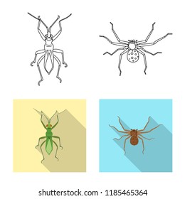 Vector illustration of insect and fly icon. Collection of insect and element vector icon for stock.