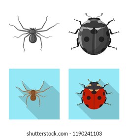 Vector illustration of insect and fly icon. Set of insect and element vector icon for stock.