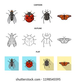 Vector illustration of insect and fly icon. Collection of insect and element vector icon for stock.