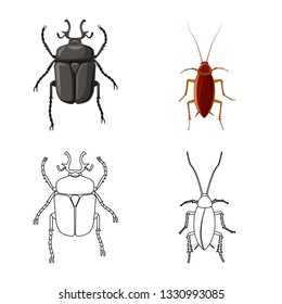 Vector illustration of insect and fly icon. Set of insect and element stock vector illustration.