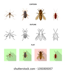 Vector illustration of insect and fly icon. Set of insect and element vector icon for stock.