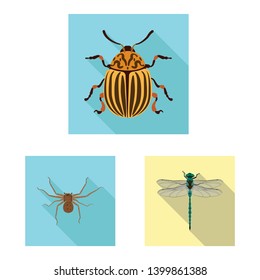 Vector illustration of insect and fly icon. Collection of insect and element vector icon for stock.