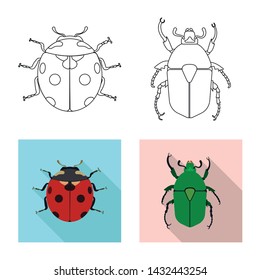 Vector illustration of insect and fly icon. Set of insect and element vector icon for stock.