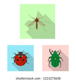 Vector illustration of insect and fly logo. Collection of insect and element vector icon for stock.